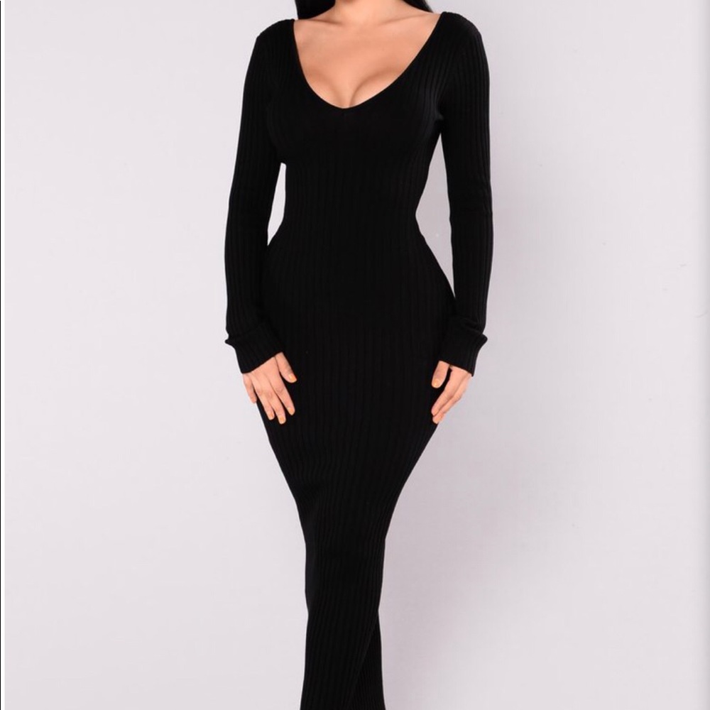 Fashion Nova Black Knit Dress NBW